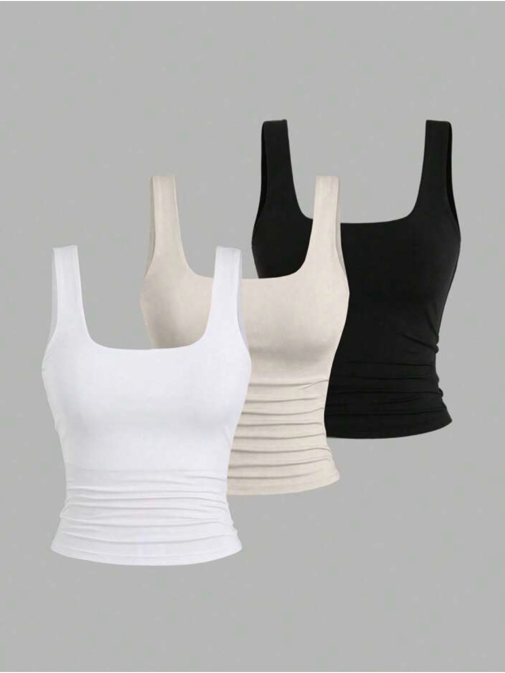 Everyday Scoop Neck Tank Top - White, Beige & Black